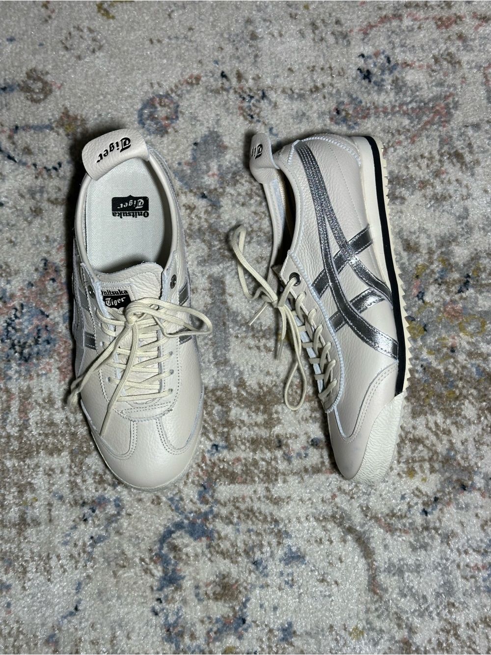 Onitsuka Tiger by Asics Women's White Sneakers with Silver Stripes
